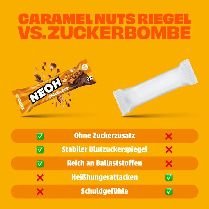 Caramel Nuts Riegel - NEOH zuckerfreie Schokolade