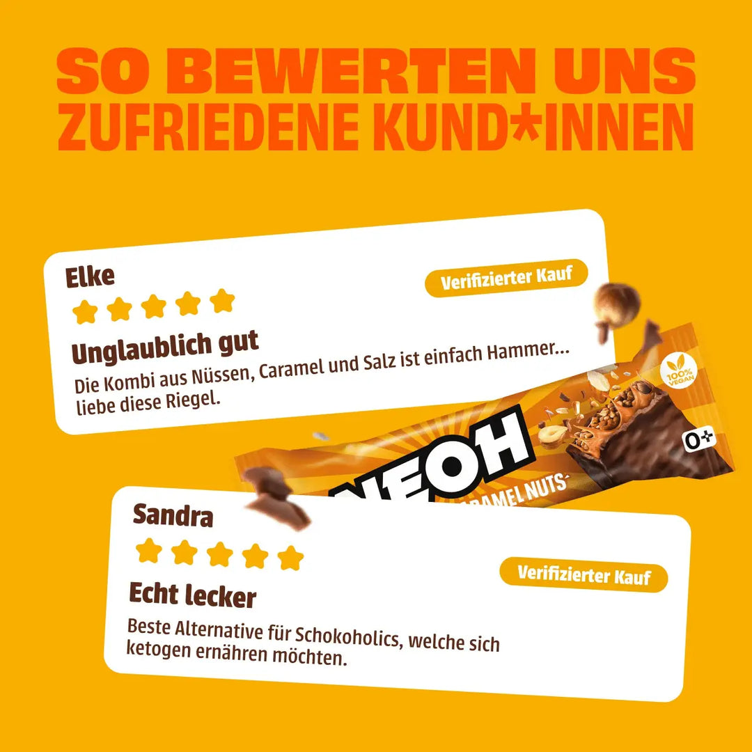 Caramel Nuts Riegel - NEOH zuckerfreie Schokolade