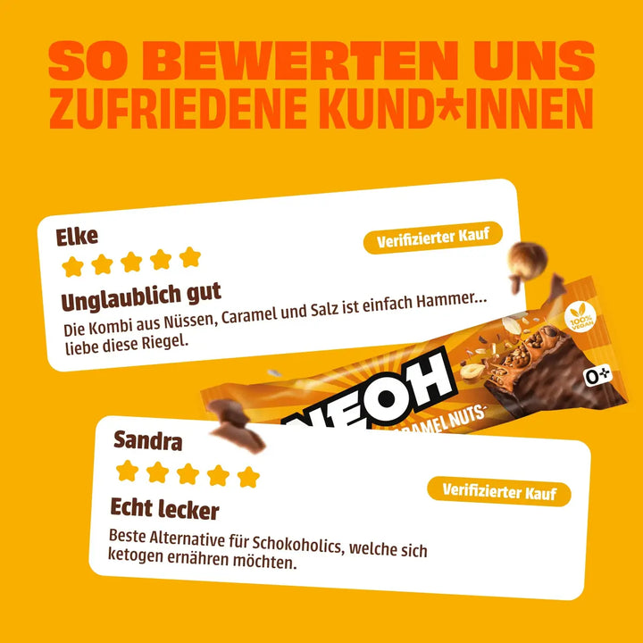 Caramel Nuts Riegel - NEOH zuckerfreie Schokolade