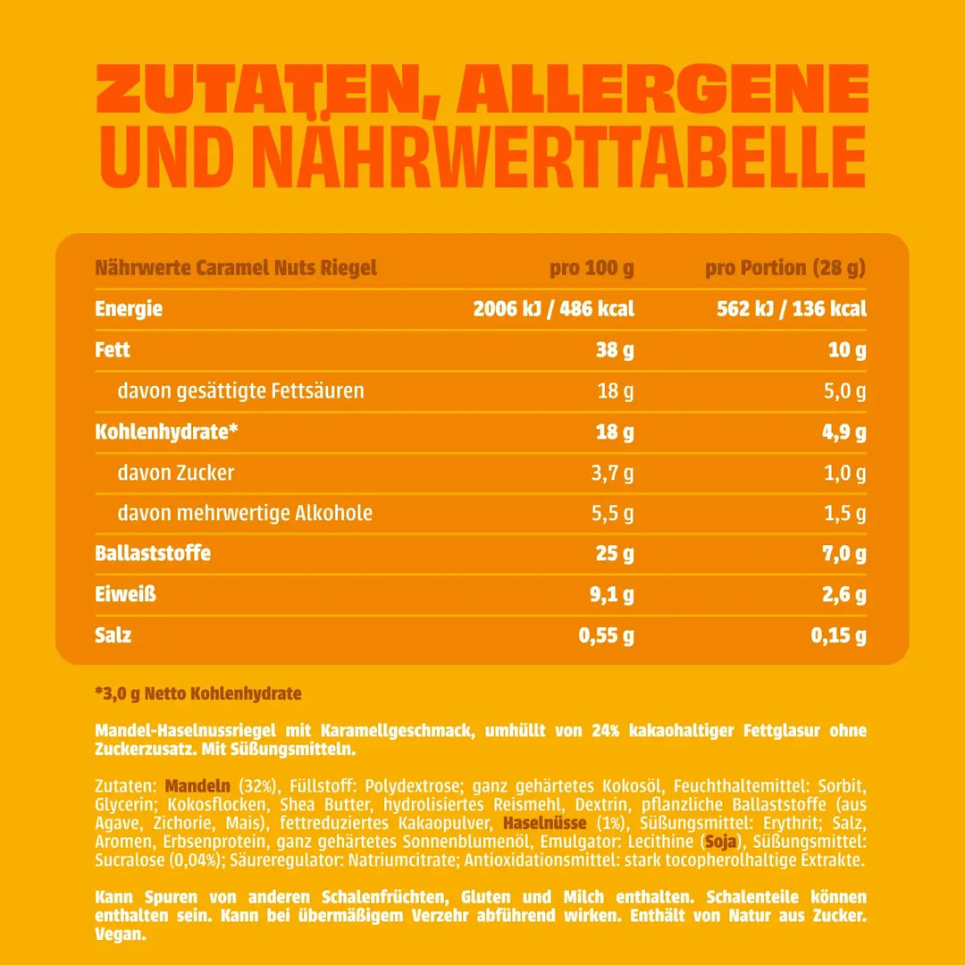 Caramel Nuts Riegel - NEOH zuckerfreie Schokolade