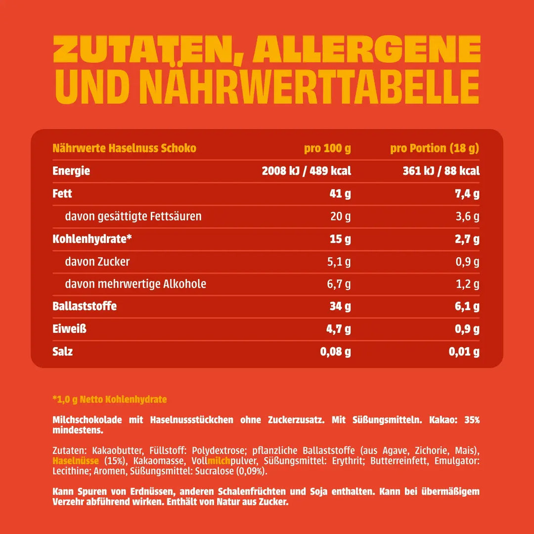 Haselnuss Schoko - NEOH zuckerfreie Schokolade